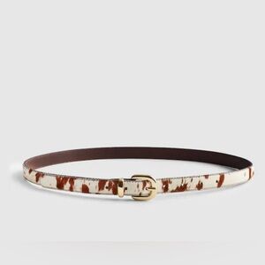 Madewell pony hair cow print belt brown cream gold M medium